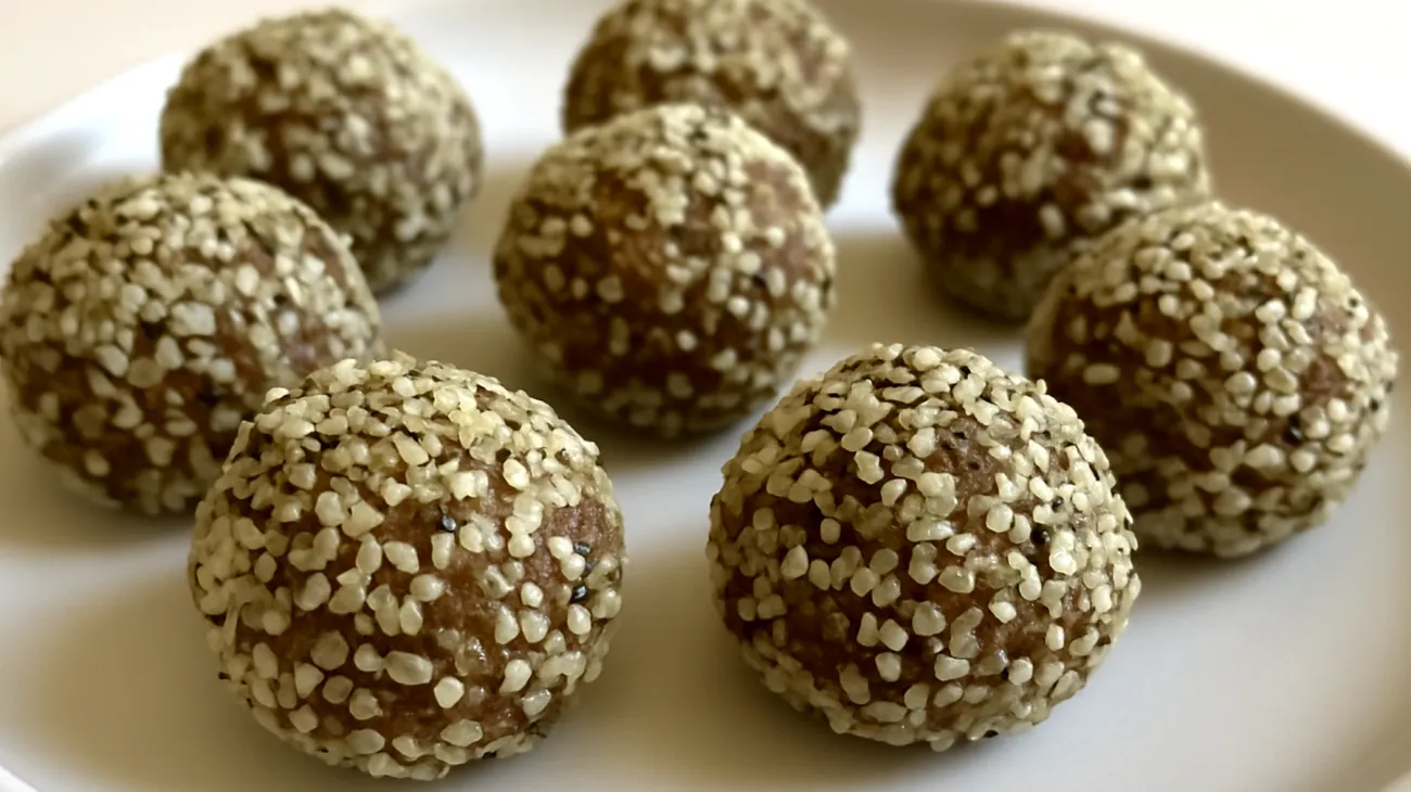 Dattel-Tahini-Energiebällchen mit Hanfsamen"